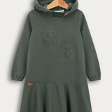 שמלת קפוצ'ון צווארון ריב - זית