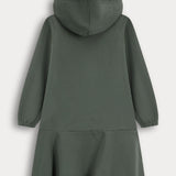 שמלת קפוצ'ון צווארון ריב - זית