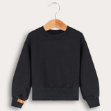 חולצת פוטר בסיומת ריב עבה - שחור