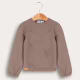 Girls' French Shirt with Bow Ties - MOCHA