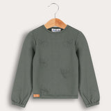 Girls' French Shirt with Bow Ties - Dark Green