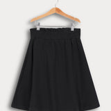 חצאית פעמון עם גומי רחב - שחור