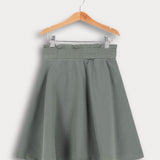 חצאית פעמון עם גומי רחב - זית