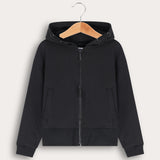 French Girls Hoodie with Fur - Black
