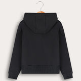 French Girls Hoodie with Fur - Black
