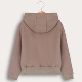 French Girls Hoodie with Fur - MOCHA