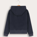 French Girls Hoodie with Fur - Navy