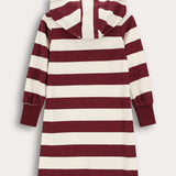 שמלת פסים עם קפוצ'ון - בורדו