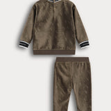 פיג'מת קטיפה בסיומת ריב - זית