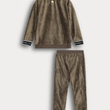 פיג'מת קטיפה בסיומת ריב - זית