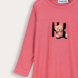 3/4 Sleeve Teddy Bear Nightgown - Pink