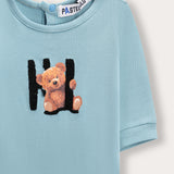 Babygrow with bear patch - blue