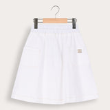 Denim skirt with pockets - white