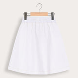 Denim skirt with pockets - white