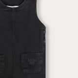 Long denim overalls - black