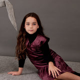 שמלת סרפן עם רקמה - בורדו