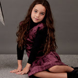 שמלת סרפן עם רקמה - בורדו