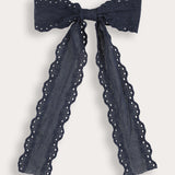 Long lace bow tie - blue