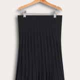 חצאית פליסה בד סריג - שחור