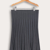 חצאית סריג פליסה - אפור