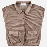 אפודת קטיפה עם כיסים - בז'