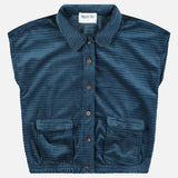 אפודת קטיפה עם כיסים - כחול