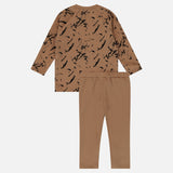 סט בייבי ריב מודפס - חום