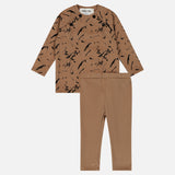 סט בייבי ריב מודפס - חום