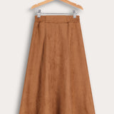 חצאית במראה זמש - קאמל