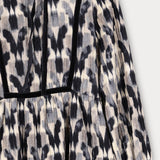 שמלה מודפסת בעיטור סרט קטיפה - אבן