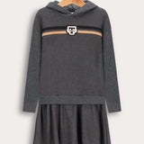 שמלת סריג קפוצ'ון - אפור