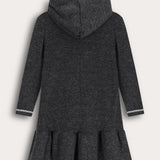 שמלת קפוצון עם הדפס כיסים - שחור