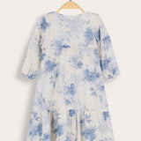 שמלת קומות פרחונית - כחול
