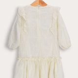 שמלת וולאן פרחונית - שמנת