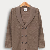 קרדיגן סריג עם כפתורים - חום