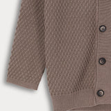 קרדיגן סריג עם כפתורים - חום