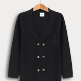 קרדיגן סריג עם כפתורים - שחור