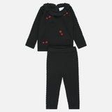 חליפת בייבי פרחים סרוגים - אדום