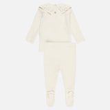 סט ריב עם צווארון - שמנת