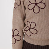 Sweater with flowers - beige