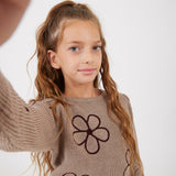 Sweater with flowers - beige