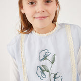 וסט תחרה עם רקמה - תכלת