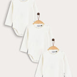 שלישיית בגדי גוף ריב - שמנת