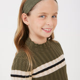 Corduroy headband for children - dark green