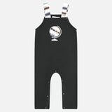 אוברול כתפיות עם הדפס - שחור