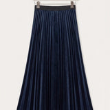 חצאית פליסה קטיפה - navy long