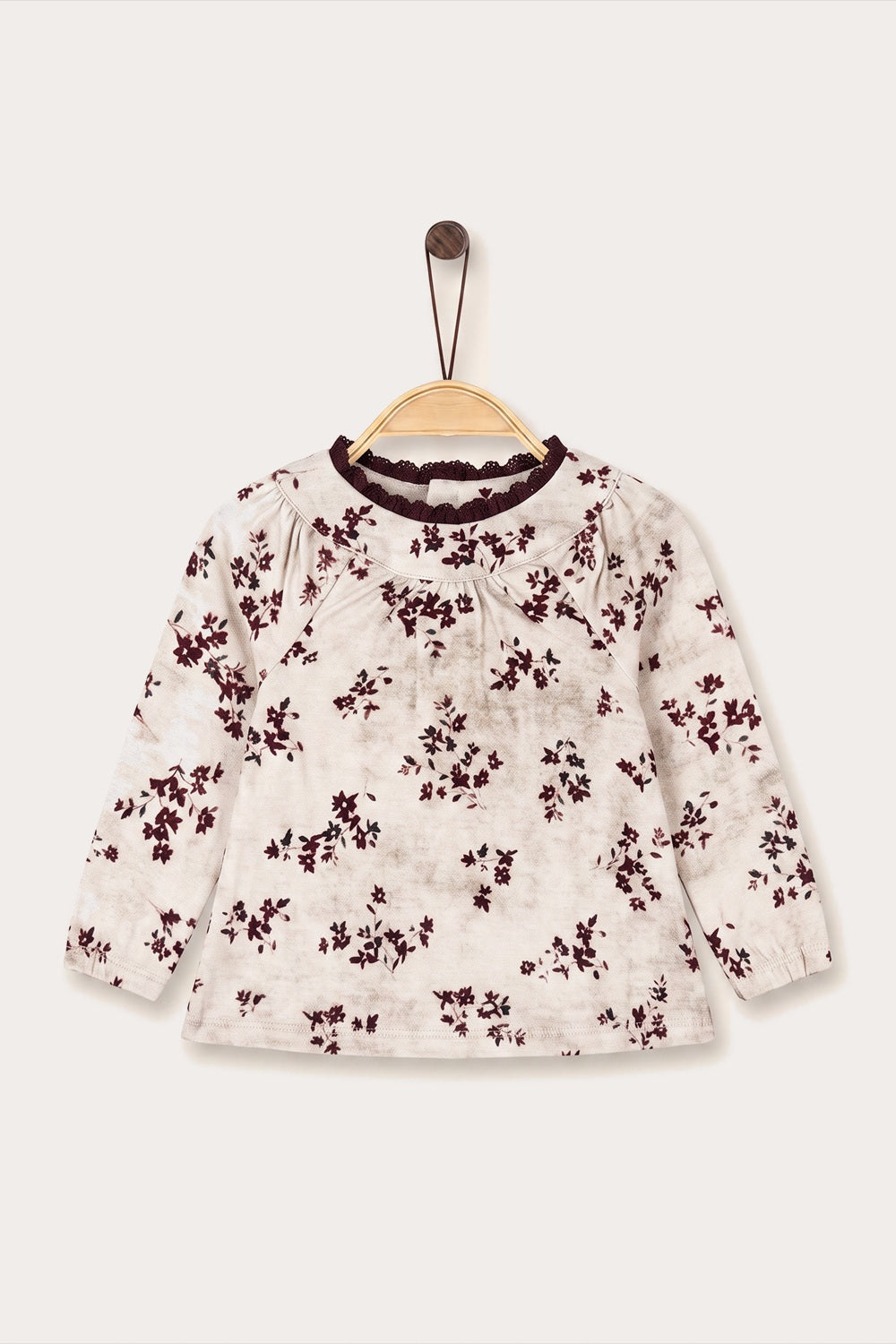 סט בייבי קטיפה פרחונית - בורדו