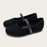 נעלי בובה זמש עם זירקונים - שחור | בנות | KIDISHOES | תמונה 4