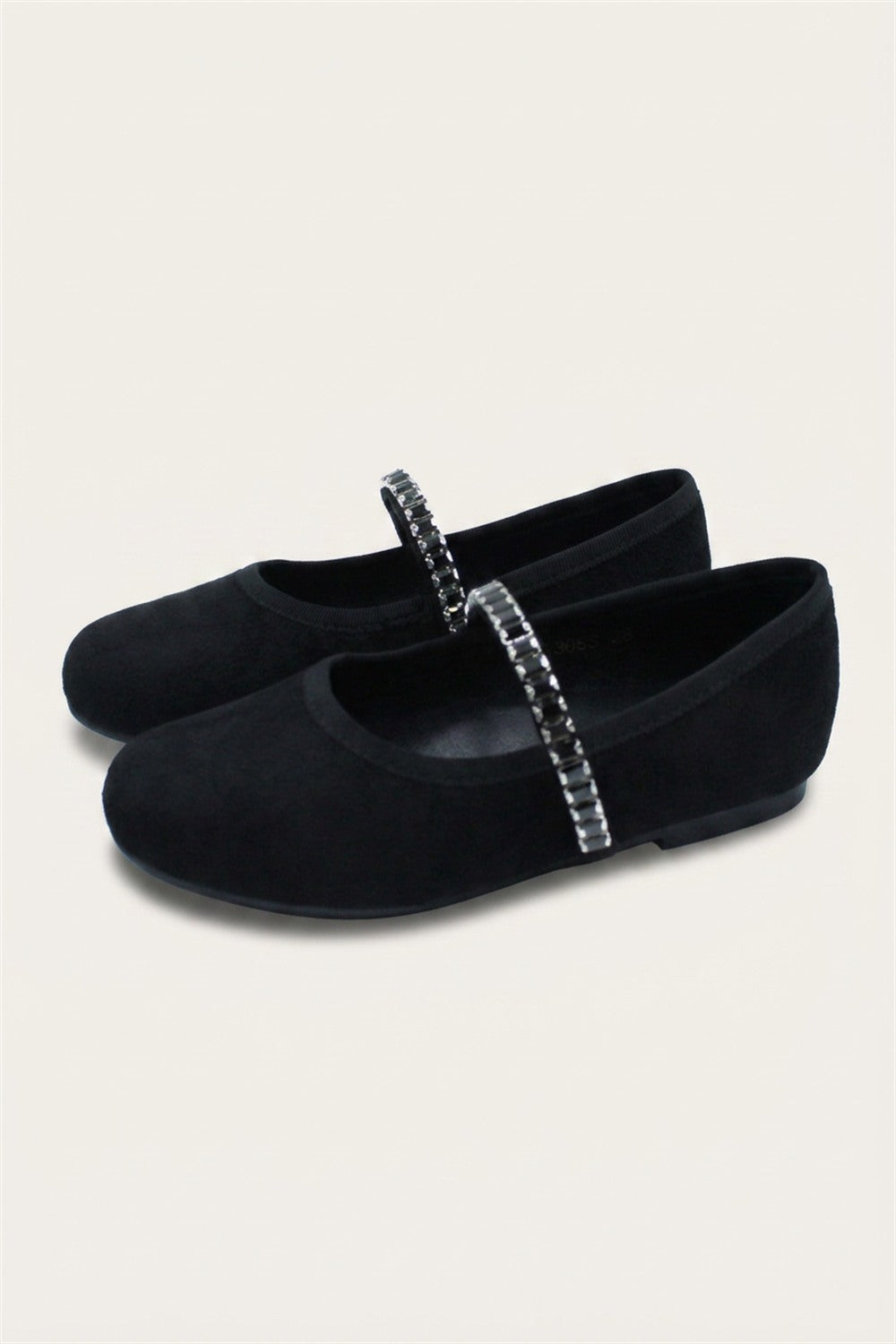 נעלי בובה זמש עם זירקונים - שחור | בנות | KIDISHOES | תמונה 4