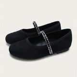 נעלי בובה זמש עם זירקונים - שחור | בנות | KIDISHOES | תמונה 4
